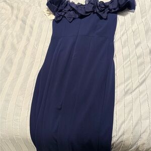 Aidan Mattox One Shoulder Dress in Deep Blue